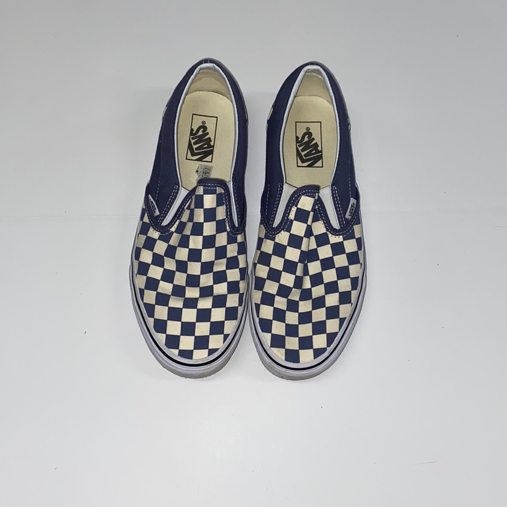 Blue/grey checkered Vans